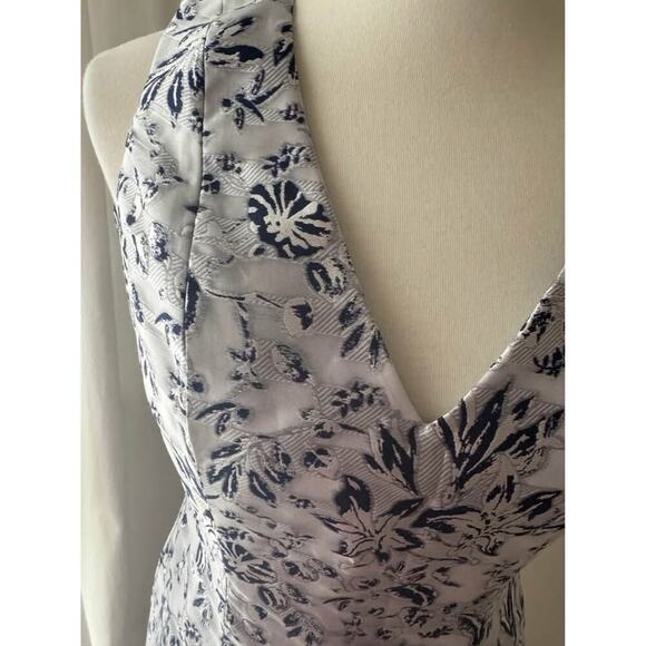 b Michael America Size 6 Navy Silver Jacquard Tank Cocktail Dress NWT - Picture 3 of 7